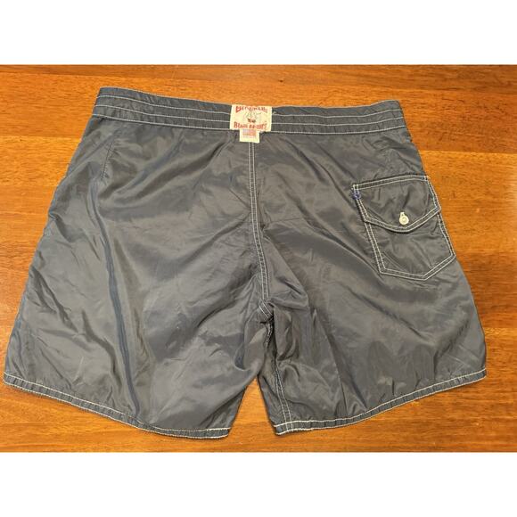 XL Birdwell Beach Britches Surf Swim Trunks Blue 40 Bleach Stain Vintage Nylon - Picture 6 of 13